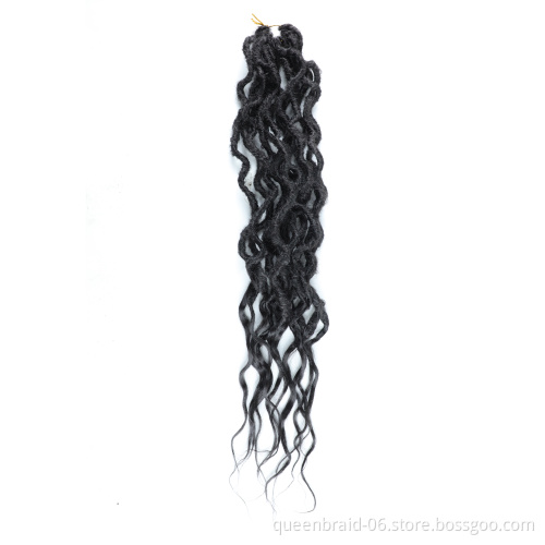 Gypsy Goddess Faux locs Crochet Hair 16''24Inch Ombre Curly Wavy Braiding Hair Extensions For Black Women Synthetic Braids